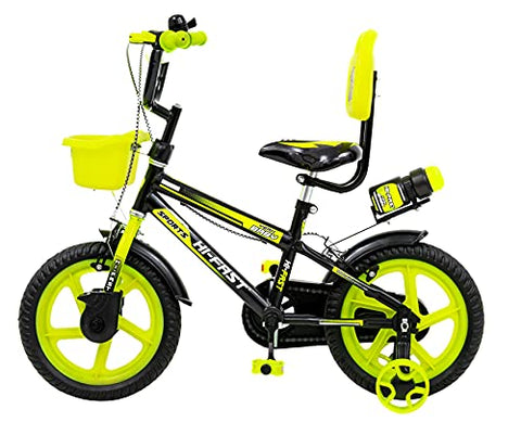 Image of HI-FAST 14 Inch Sports Semi-Assembled Cycle for Boys & Girls of 3 to 5 Years with Training Wheels (Frame: 14, Green)