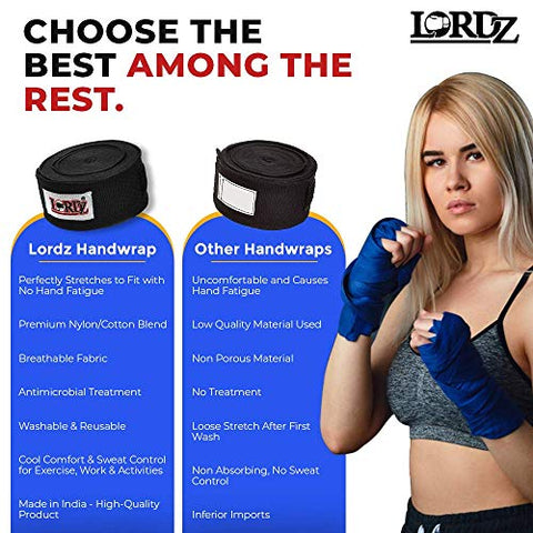 Image of Lordz Hand Wraps for Boxing Punching 120-inch| 9 feet| RED Colour