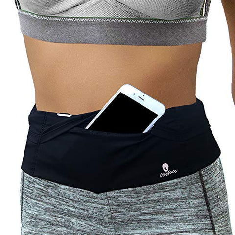 Image of Universal Running Belt for all Phone (iPhone 12/11/8/7/6/X/SE/XR/XS/Max/Plus/Pro, Samsung Galaxy S20/S10/S9/S8/Plus). Sports Waist Pack for Runners, Fitness, Exercise and Gym Workouts (Black)