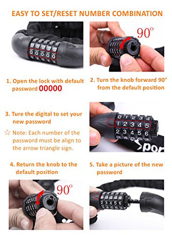 Image of Sportneer Combination Bike Lock (Coated Finish)