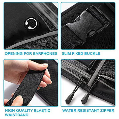 Image of ANBEKO Universal Running belt with extender, large capacity waist pack with 4 pockets,Hiking Travel Camp Running Workout Belt bag,Reflective no bounce waist pack,Easy carry any large phones