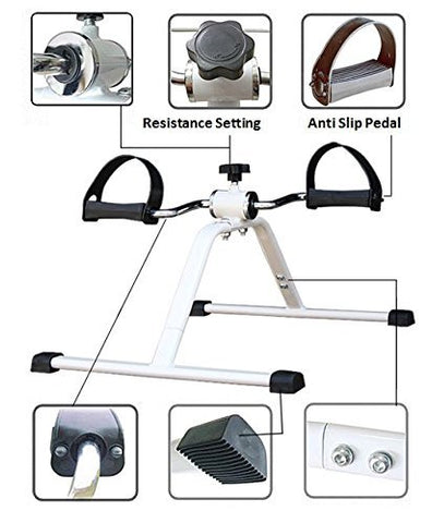 Image of Klapp Pedal Exercise Mini Bike,Cycle Aid with Adjustable Resistance Ab Care King Toner (White)