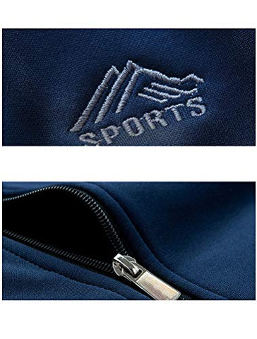 Image of PASOK Men's Casual Tracksuit Long Sleeve Full Zip Running Jogging Sweatsuit Athletic Sports Set Light Gray S