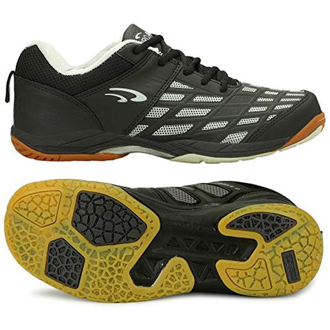 Image of ASE Men's PRO Non-Marking Sole TRU Cushion TRU Shape Badminton Shoes Ideal for Badminton, Table Tennis, Volleyball (Black, 07)