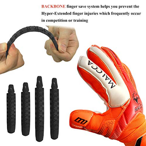 Image of Haploon Youth Goalie Goalkeeper Gloves Kids Professional Goalkeeper Gloves,Soccer Football Training Goalkeeper Secure Gloves with Finger Protector-Carry Tote Included (Orange, 7#)