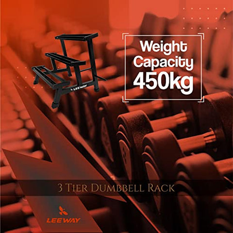 Image of National Bodyline Leeway 3-Tier Dumbbell Weight Rack Storage Stand| Dumbbell Stand & Standard Weight Multilevel Weight Storage Organizer For Home Gym| Dumbbell Rack| Weight Stand, Black (3-Tier Dumbbell Rack)