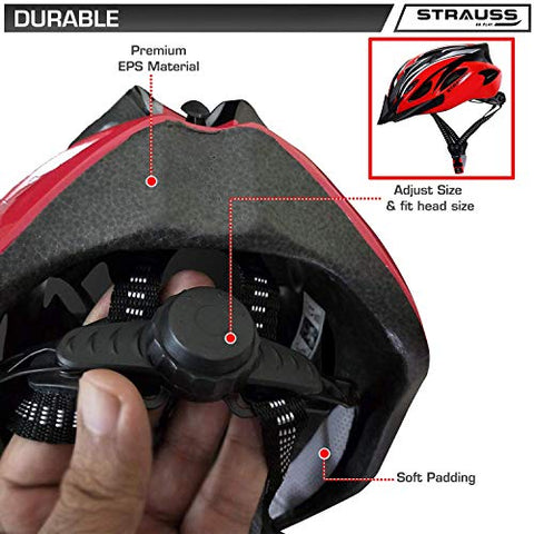 Image of Strauss Cycling Helmet, (Black/Red) with Strauss Offroad Motorcycle/Bike Goggle, (Red)
