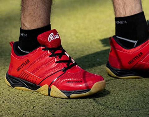 Image of B-TUF Men's Red Badminton Shoes - 6 UK