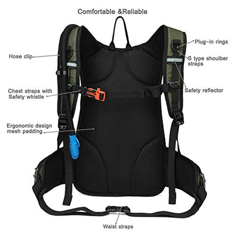 Image of REINOS Hydration Backpack with 2L Bladder for Men & Women, Daypack with Thermal Insulation | Great for Hiking, Running, Cycling, Camping, Skiing, Outdoor Activities