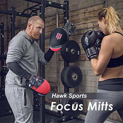 Image of Punching Mitts Kickboxing Muay Thai MMA Boxing Mitts Training Focus Punch Mitts Bags Hand Target Pads for Kids, Men & Women (Pair) (Red)