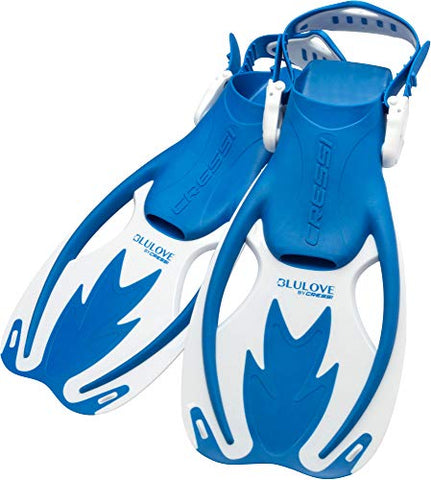 Image of Cressi Kid's Rocks Adjustable Premium Children Fins, Blue/White, S/M-1/2 Y
