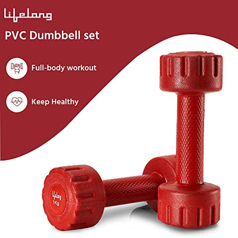 Image of Lifelong PVC Dumbbells Pack of 2 for Home Gym Fitness Barbell, Workout at Home; for Resistance Training; Easy Grip and Anti- Slip Dumbbells (6 Month Warranty)