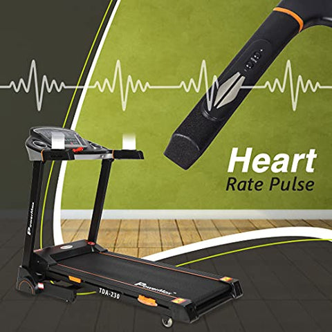 Image of PowerMax Fitness TDA-230 (4HP Peak) Smart Folding Electric Treadmill with Auto Incline, MP3, Speaker, DIY and Virtual Assistance, Exercise Machine for Home Gym and Cardio Training