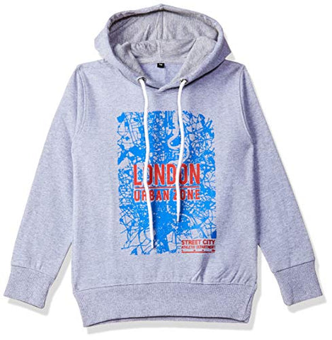 Image of T2F Boy's Cotton Hooded Neck Sweat shirt (BYS-SS-04_Multicolor_7-8 Years_Grey_7 Years-8 Years)