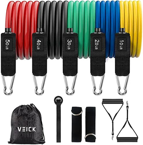 Image of RYLAN-Resistance Bands Set for Exercise, Stretching, and Workout Toning Tube Kit with Foam Handles, Door Anchor, Ankle Strap, and Carrying Bag for Men, Women (TPE)