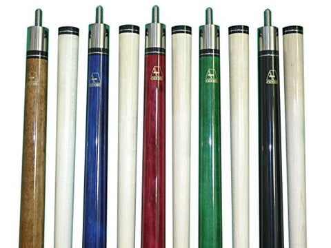 Image of Set of 5 Wrapless Brand New Aska L3 Billiard Pool Cues, 58" Hard Rock Canadian Maple, 13mm Hard Le Pro Tip, Mixed Weights, Black, Blue, Brown, Green, Red. Perfect Quality. Improve Your Game Room