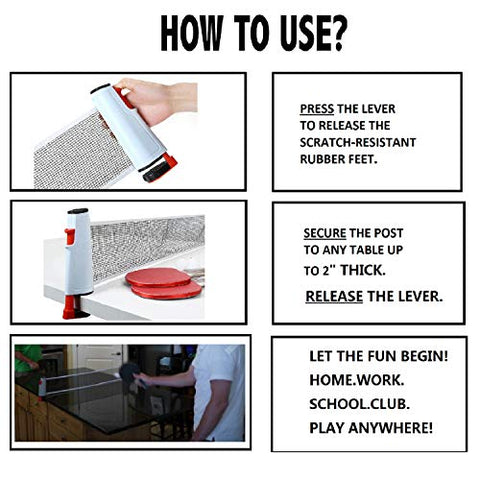 Image of Win SPORTS Ping Pong Paddle Set with Retractable Net|Set of Play Anywhere Ping Pong Net for Any Table,2 Table Tennis Paddle& Rackets,3 Balls,Storage Case|Set with Retractable Table Tennis Net