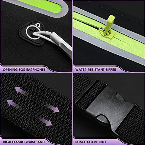 Image of Akalas Ultra Slim Running Belt Waist Pack, No-Bounce Lightweight Fanny Pack, Water Resistant Runner Waist Bag, Adjustable Running Pouch for Gym Workouts, Travel & Outdoor Activities