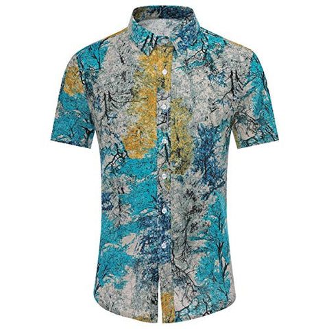 Image of Men's Floral 2 Piece Tracksuit Short Sleeve Top and Shorts