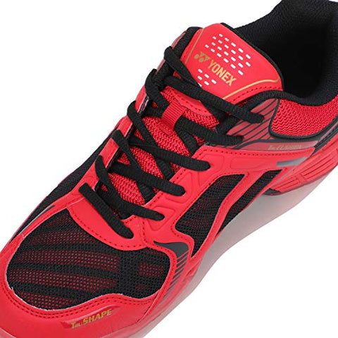 Image of Yonex Hydro Force 5 Badminton Shoes | Ideal for Badminton,Squash,Table Tennis,Volleyball | Non-marking sole | TRU Cushion | TRU Shape |RED BLACK GOLD |UK 8