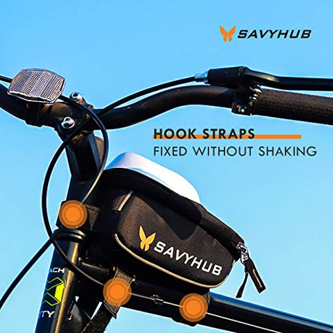 Image of SAVYHUB Bike Bicycle Front Frame/Tube Bag waterproof mobile phone holder with sensitive touch screen and waterproof premium material Suitable for all types of mobiles below 7.2 inch