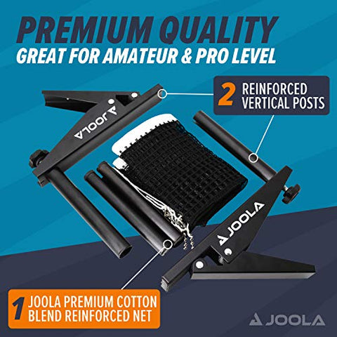 Image of JOOLA Premium Inside Table Tennis Net and Post Set - Portable and Easy Setup 72" Regulation Size Ping Pong Spring Clamp Net