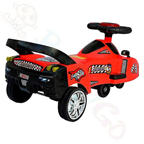 Image of BabyGo Baby Furrari Swing Magic Car Ride On for Kids with Music and Light (Red)