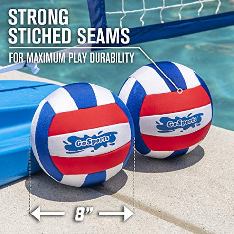 Image of GoSports Pro Neoprene Pool Volleyball - 2 Pack Waterproof Volleyballs with Ball Pump, Red, White, Blue