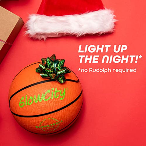 Image of GlowCity LED Light-Up Basketball – Size 6, 28.5-inch, Official Size Women’s Basketball, Good for Pre-Teens Too – Impact Activated Glow-in-The-Dark, Nylon Wound Durability, Batteries Included