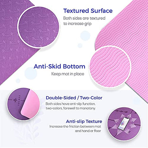 Image of SOLARA Premium Yoga Mats for Men Large, Eco Friendly Non Slip Yoga Mat for Men 6 feet, Non Slip Surface and Optimal Cushioning,72"x 26" | eBook and 50 videos included |Persian Blue & Light Blue