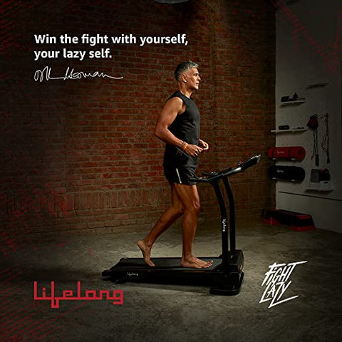 Image of Lifelong Fit Pro 2 HP Peak Motorized Treadmill for Home, 12Km/Hr Speed, Max User Weight 100Kg, LCD display and Heart Rate Sensor For Home Workouts| Home Gym (Free Installation Assistance)