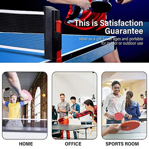 Image of FBSPORT Ping Pong Paddle Set, Portable Table Tennis Set with Retractable Net, 2 Rackets, 6 Balls and Carry Bag for Children Adult Indoor/Outdoor Games, Black