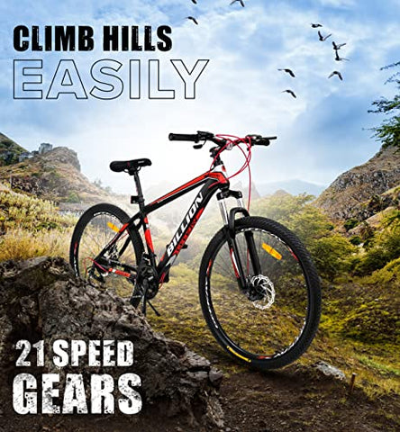 Image of Geekay Billion 21 Speed Gear 17.00, steel Mountain Bike for Men and Women (Red/Black, 29" Wheel)