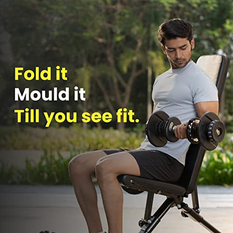 Image of The Cube Club Adjustable & Foldable Gym Bench - Limit: 150kg | Incline, Decline, and Flat | Bench Press for Home Gym | Chest Workout Equipment | Strength Training Equipment (Standard)