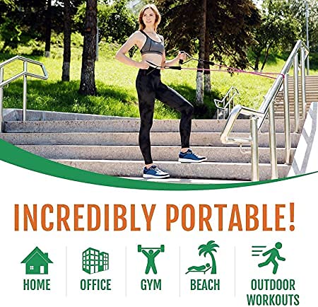 Image of QUXIS Resistance Exercise Bands with Door Anchor, Handles, Waterproof Carry Bag, Legs Ankle Straps for Resistance Training, Physical Therapy, Home Workouts, Resistance Band.