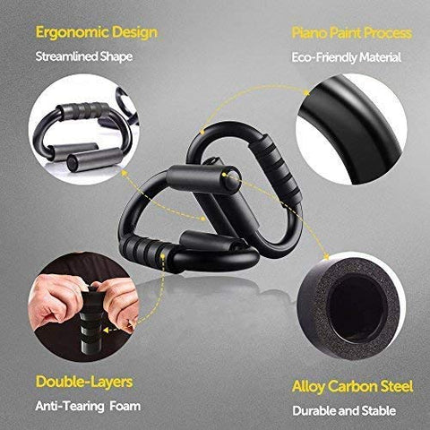 Image of Bodylastics PP Abs Roller Wheel with Non-Slip Knee Pad, Pushup Stands & Adjustable Jump Rope Total Body Men & Women Exercise Home Workout Equipment (Black)