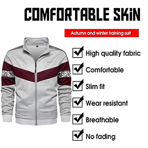 Image of MANLUODANNI Mens Hooded Tracksuit Athletic Full Zip Jacket Jogging Sweatsuit Pants with Pockets, Gray-XL
