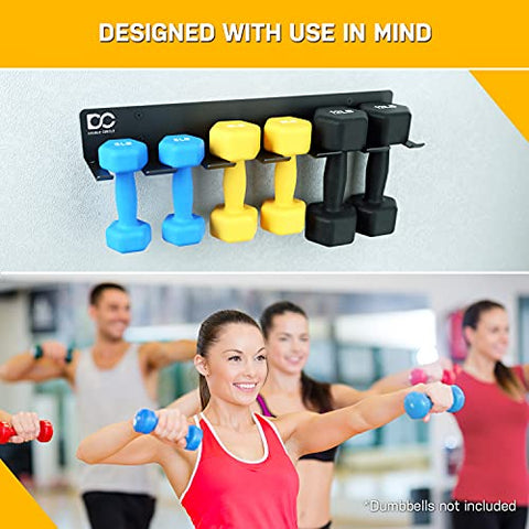 Image of Double Circle Dumbbells Rack Home Gym Storage (Rack Only), 6-Slot Free Weight Holder, Heavy-Duty Wall-Mounted Steel Stand for Strength Training Equipment, 2 Carabiners and Mounting Hardware