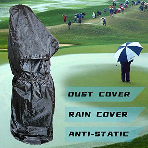 Image of FINGER TEN Golf Bag Rain Hood Cover Pack, Black Rain Cape Umbrella for Golf Cart Bags, Fit Almost All Golfbags (Large Golf Rain Hood Cover)