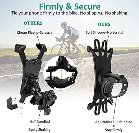 Image of Sounce Bike Phone Mount/Holder, 360 Rotation Silicone Bicycle Phone Holder/Mount, Universal Motorcycle Handlebar Mount Compatible with All Smartphones