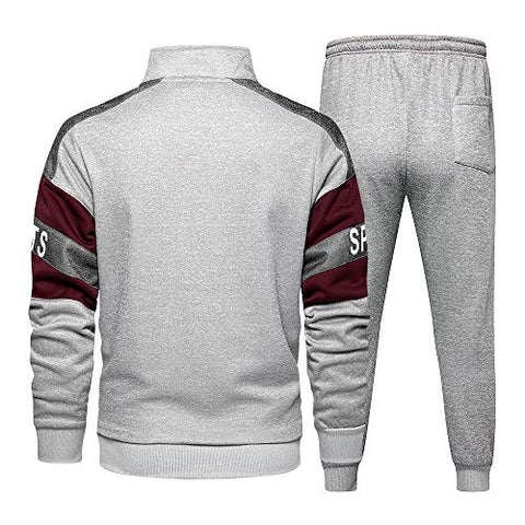 Image of MANLUODANNI Mens Hooded Tracksuit Athletic Full Zip Jacket Jogging Sweatsuit Pants with Pockets, Gray-XL