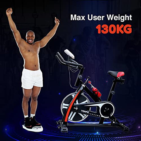 Image of PowerMax Fitness BS-130 Steel Exercise Spin Bike With 6 Kg Flywheel, LCD Display & Bottle Holder, Black