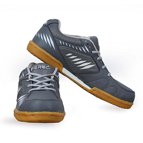 Image of FEROC Men's Yellow, Grey Badminton Shoes - 8