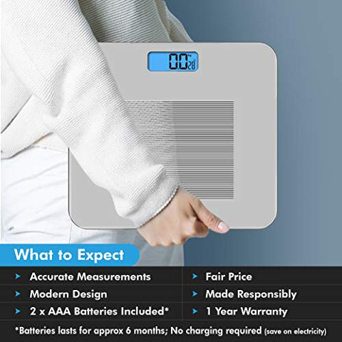 Image of HealthSense Dura-Glass PS 115 Digital Personal Body Weighing Scale, Best Electronic Bathroom Scales & Weight Machine for Home & Human Balance with Room Temperature Indicator, 1 Year Warranty & Batteries Included (Milky White)