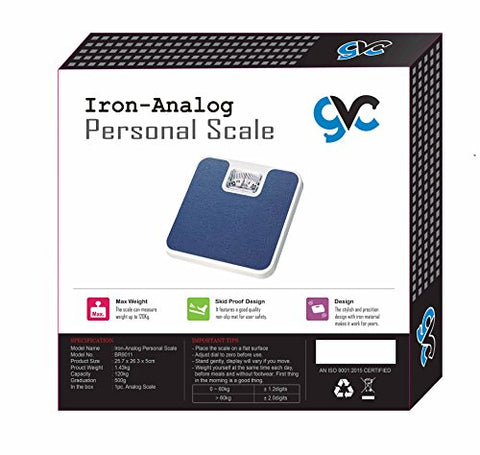 Image of Gvc Iron Analogue Personal Health Check Up Fitness Weighing Scale (Blue)