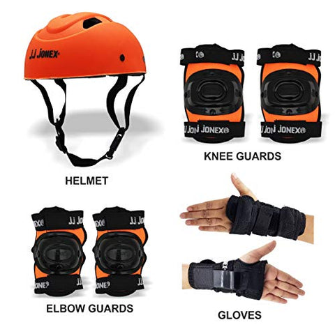 Image of Jonex Velcro Straps Protection Kit for Skating, Cycling, Running Blue for Kids, Boys, Girls, Men & Women @ Kin Store (Medium, Orange)
