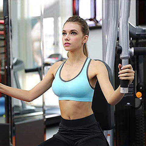 Image of Double Couple Women Racerback Sports Bras High Impact Workout Yoga Gym Activewear Fitness Bra (Black+Grey+Blue, XXL(Fit for 44B 42C 44C 38DD 40D 42D 44D))