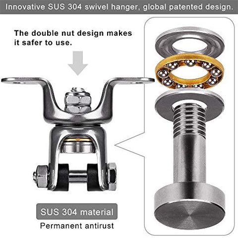 Image of Dolibest Permanent Antirust Stainless Steel 304 Heavy Duty Boxing Punching Bag Hnager,700 LB Capacity, 360° Rotation Wood Beam Holder with 2 Wood Screws for Wooden Sets, Bearing Design