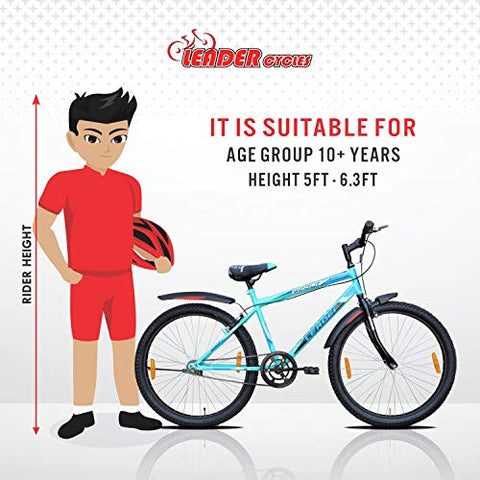 Image of Leader Men's Single Speed MTB 26T Mountain Bicycle (Sea Green, Above 10 Years, 18", 26 x 2.125)…