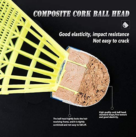 Image of TEOZZO Nylon Badminton Shuttlecocks Pack of 12 Sports Birdies Shuttlecock for Outdoor Indoor Sports Activities